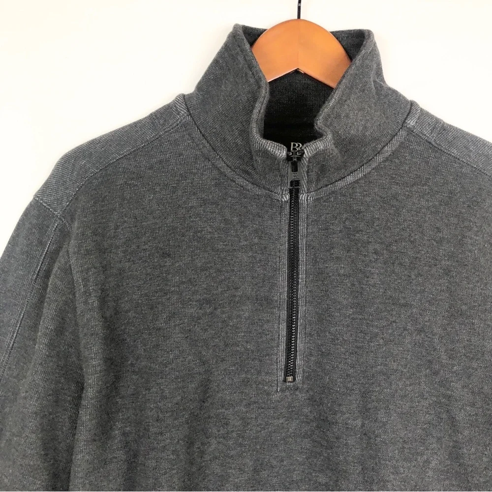 NEW‎ Banana Republic Mens Ribbed Half Zip Sweatshirt Dark Heather Gray Size M